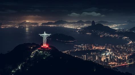 Premium Photo | Night view of Christ the Redeemer