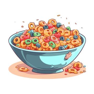 Cereal Clipart Colorful Food Cartoon Cereal Bowl With Colorful Cereals ...