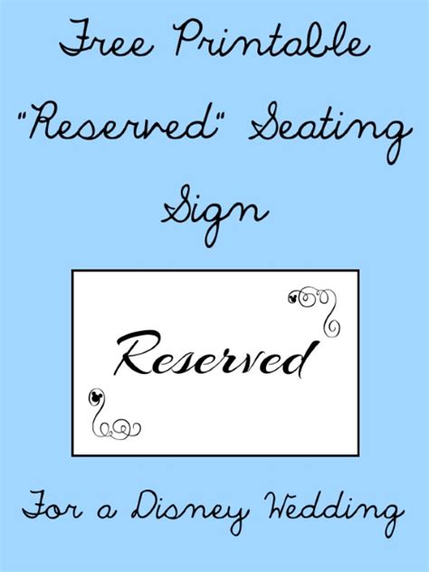 Free Printable Reserved Seating Signs for Your Wedding Ceremony