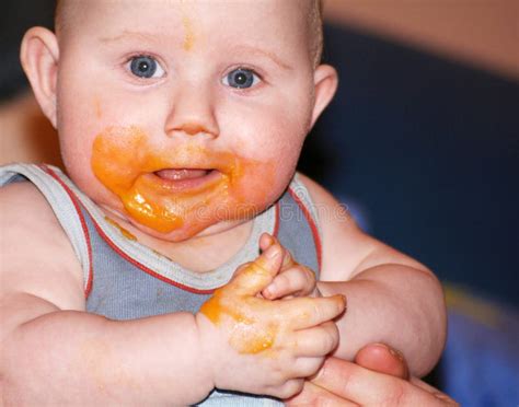 Messy Baby after Eating Food Stock Image - Image of feeding, kiddie: 1890333