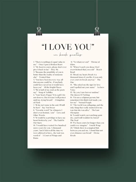 I Love You in Book Quotes Print/bookish Print/book Print/bookworm Print/book Lover Print/bookish ...