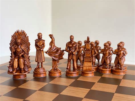 Chess pieces Game of thrones Wooden chess pieces Original | Etsy