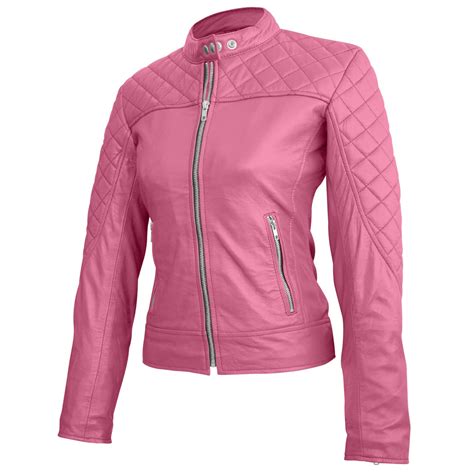 Leather Skin Women Pink Quilted Genuine Leather Jacket - Leather Skin Shop