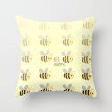 Bee Happy Throw Pillow by Krazy Squirrel | Society6