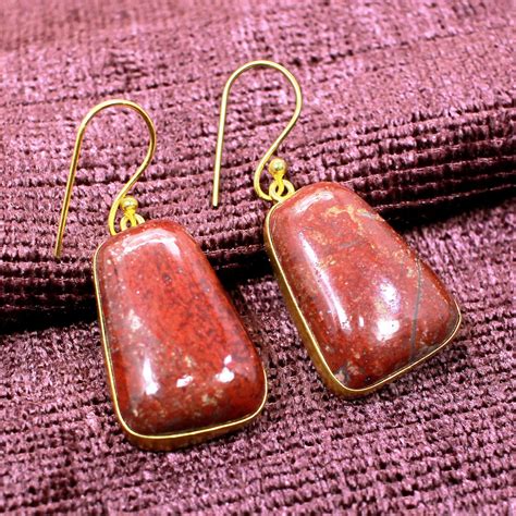 Red Jasper Gemstone Earrings Red Stone Earrings Natural - Etsy