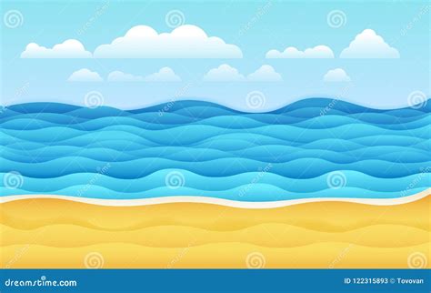 Seaside Vector Illustration. Tropical Background Stock Vector - Illustration of beach, view ...