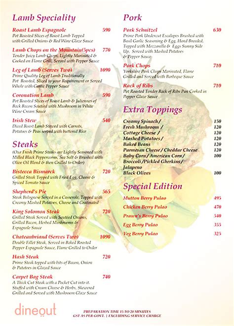 Menu of Mocambo Cafe, Fort, Mumbai | Dineout