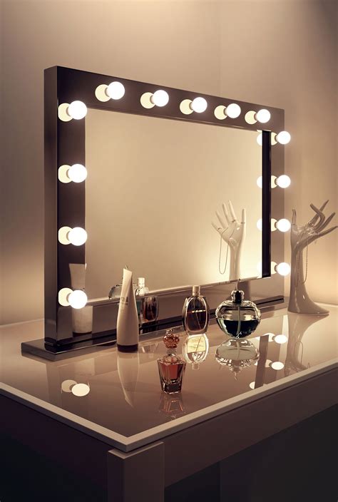 High Gloss Black Hollywood Makeup Dressing Room Mirror with Dimmable Bulbs k314 | eBay