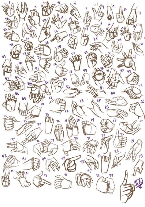 100 Hands Practice by FoxxBrush on DeviantArt