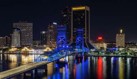 Jacksonville, Florida, Skyline at Night Photograph by Michael Warren ...