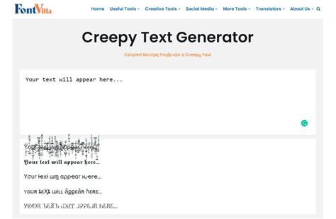 Creepy Text Generator [Just 𝕮𝖔𝖕𝖞 & Pαʂƚҽ] | FontVilla.com