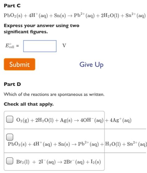 Solved Calculate E cell for each of the following balanced | Chegg.com