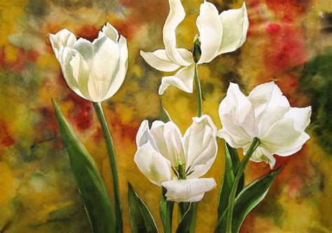 White Tulips Painting by Alfred Ng - Fine Art America