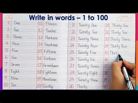 Write number names 1 to 100 in words || one to hundred spelling in ...