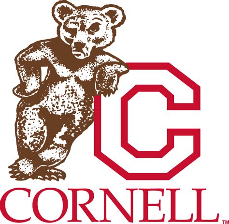 the logo for corneil college, with a bear holding a letter c in it's paws