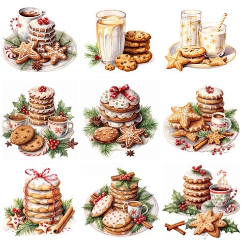 Watercolor Christmas Cookies Clipart High Quality Png Xmas - Etsy