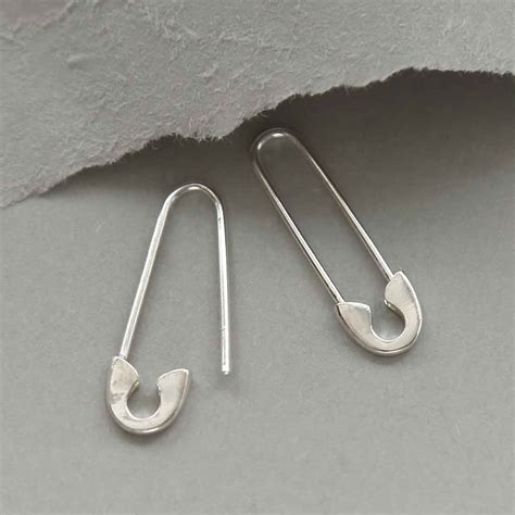 Sterling Silver Safety Pin Earrings | Martha Jackson