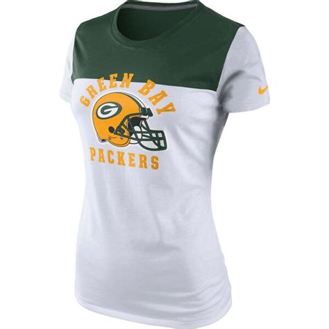 Womens Green Bay Packers Nike White/Green Tackle T-Shirt - NFLShop.com