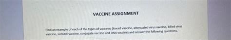 Solved Find an example of each of the types of vaccines | Chegg.com