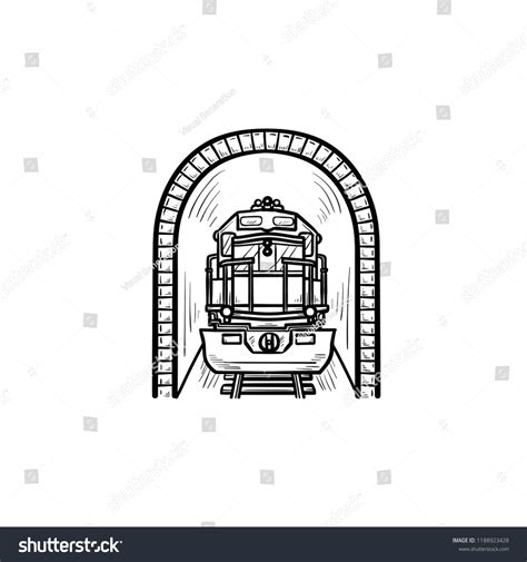 Railway Tunnel Train Hand Drawn Outline Stock Vector (Royalty Free) 1188923428 | Shutterstock