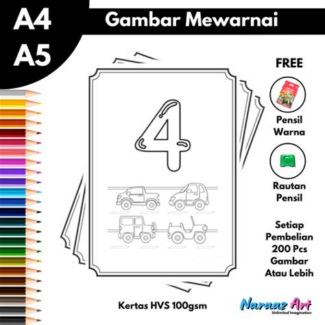 Jual Gambar Mewarnai Angka 1 - 10 Aktivitas Anak TK SD PAUD Gambar ...