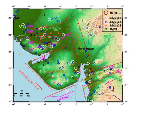 Topography and Seismotectonic map of Gujarat and adjoining region ...