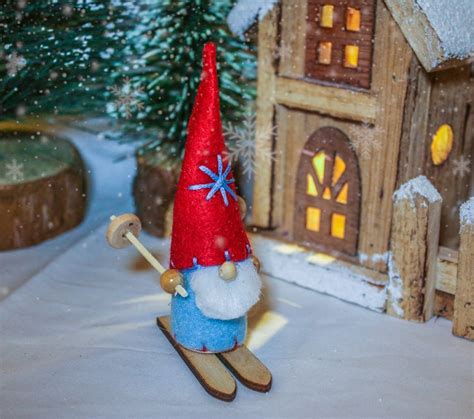 Skiing Gonk Christmas Gnome – Red & Scandi Blue – Love Home UK