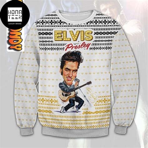 Elvis Presley With Meme Singing 2023 Ugly Christmas Sweater - Honateez