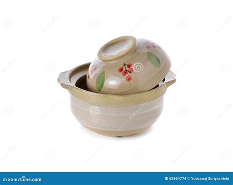 Sand Pot Ceramic with Lid for Cooking on White Stock Photo - Image of ...