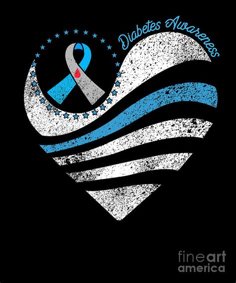 Type 1 Diabetes Awareness Heart Ribbon Digital Art by Yestic