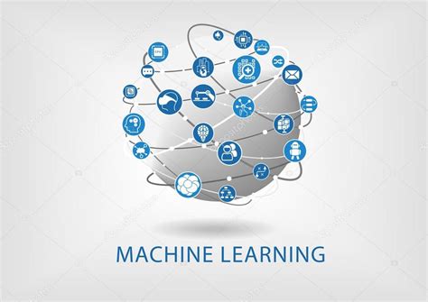 Infografía de aprendizaje automático. Dispositivos de inteligencia conectados con globo. 2023