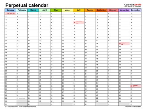 Universal 5 Year Calendar Template | Get Your Calendar Printable