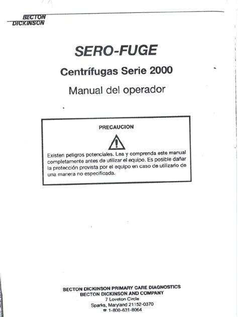 Centrifuga SeroFuge 2000 Manual | PDF