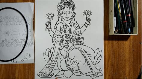 how to draw maa laxmi for laxmi puja special,laxmi thakur drawing,maa laxmi ki easy line drawing ...