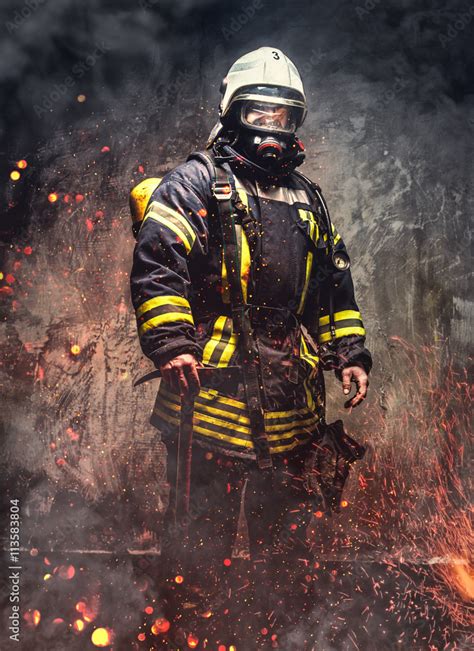 Rescue man in firefighter uniform. Stock Photo | Adobe Stock