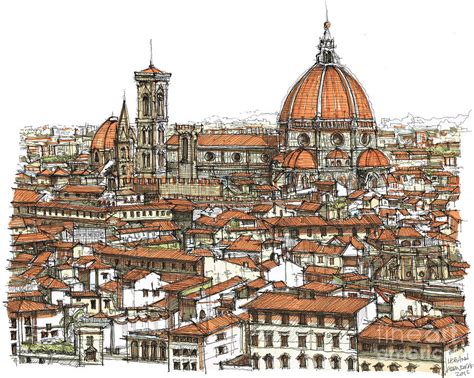 Florence in colour Drawing by Adendorff Design - Fine Art America