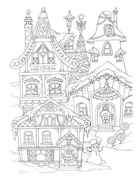 Colouring Page Village