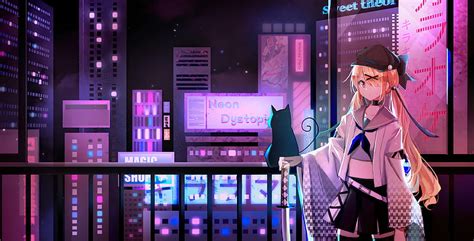 Kirara Magic Neon Dystopia, anime-girl, anime, neon, artist, artwork, digital-art, HD wallpaper ...
