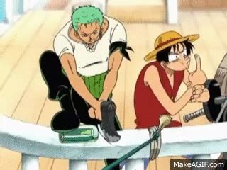 One Piece Funny Moments : Zoro Tries To Help on Make a GIF