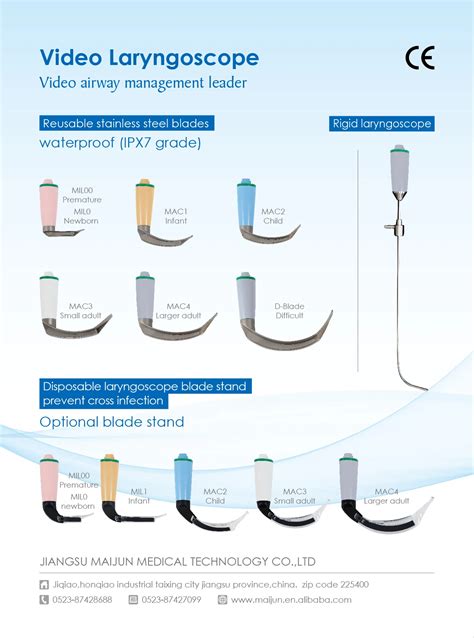 Conventional video laryngoscope 3 inch high resolution laryngoscope types for pediatric and adult