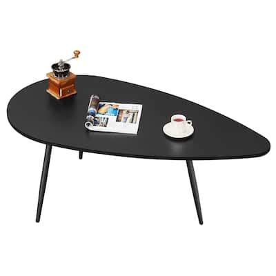 Black Small Coffee Table Modern Oval Coffee Tables Retro Center Table ...