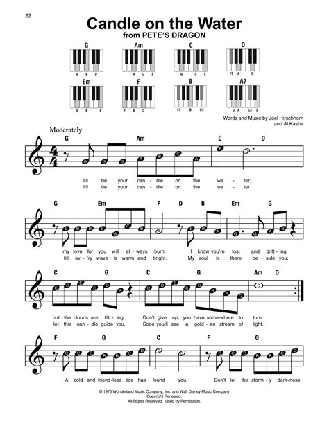 Candle On The Water (from Pete's Dragon) by Helen Reddy Sheet Music for Super Easy Piano at ...