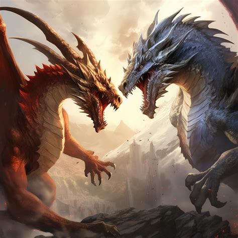 Premium Photo | Two dragons fighting over a dragon