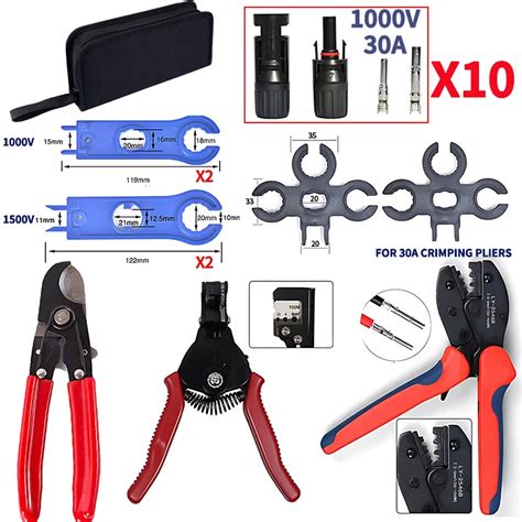 Solar PV Panel Crimping Tool Kit with Crimper Stripper,Solar connectors ...