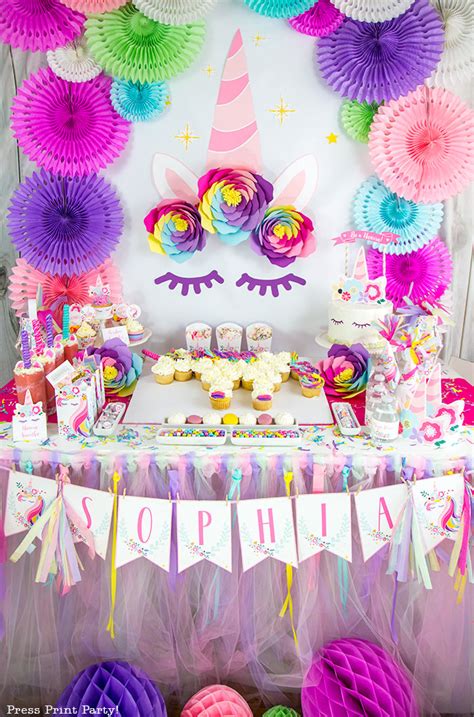 DIY Unicorn Backdrop Decorations w. Printables - Press Print Party!