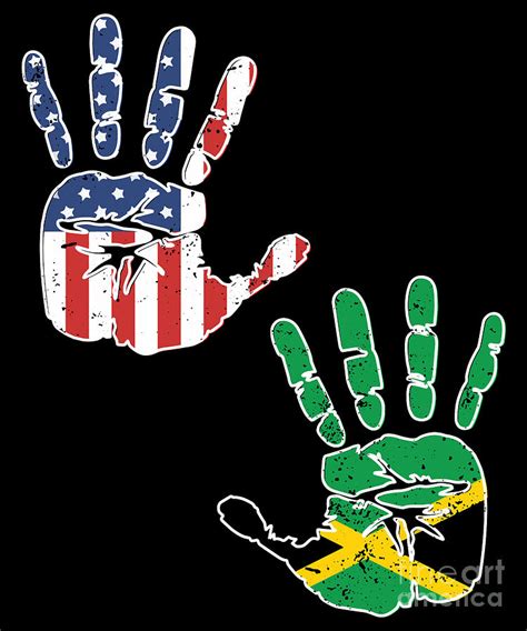 USA Jamaica Handprint Flag Proud Jamaican American Heritage Biracial ...