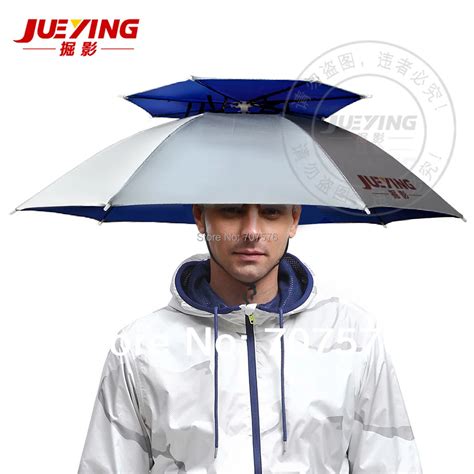 360 degree All round Umbrella hat double layer outdoor anti uv umbrella cap windproof umbrella ...