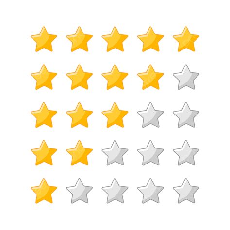 Five Star To Zero Rating Vector Icon Set, Gold Stars, Five Star Rating Bar, Zero Star Rating ...