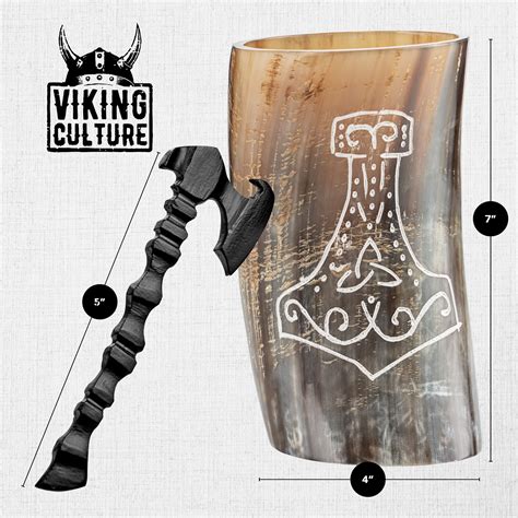 Viking Culture Horn Mead Cup - Authentic Medieval and Nordic-Inspired ...