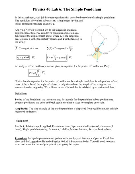 Physics 4A Lab 8: THe Simple Pendulum